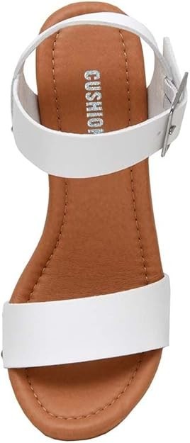 CUSHIONAIRE Women's Sydney Faux Wood Sandal WHITE Size 9M Brand New!