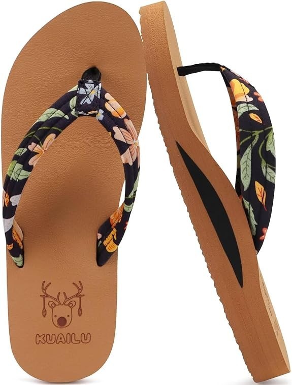 KuaiLu Womens Arch Support Flip Flops Ladies Comfort Soft Sandals 7 New with Tag