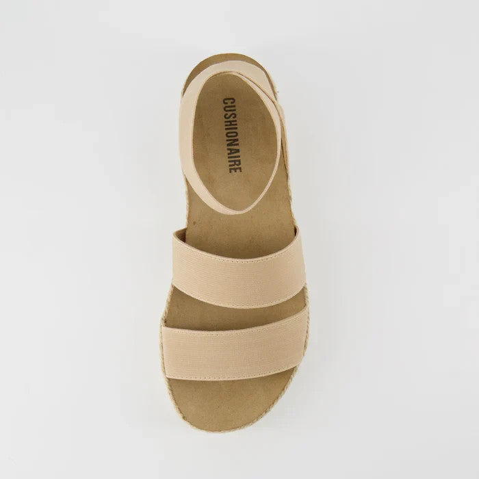 CUSHIONAIRE Mandy Wedge Stretch Platform Sandal Nude Size 11W Brand New!