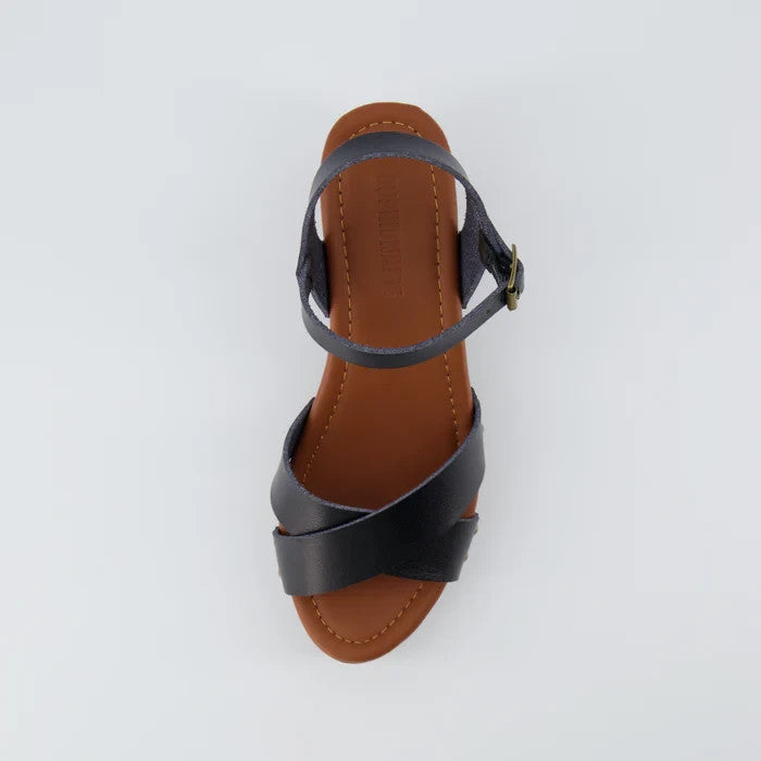 CUSHIONAIRE Slate Faux Wood Sandals BLACK Size 8.5M Brand New!