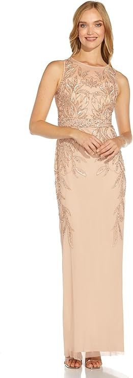 Adrianna Papell Women's Beaded Column Long Dress New with Tags!