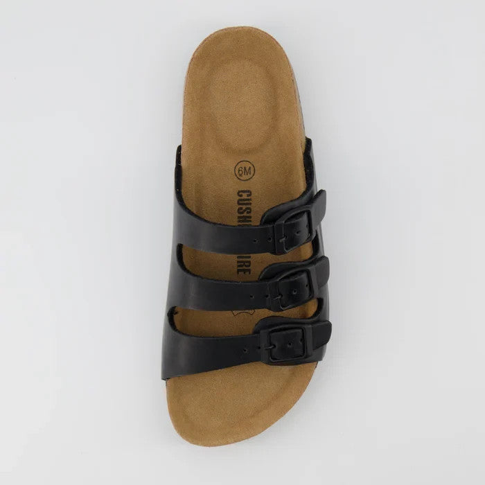 CUSHIONAIRE Womens Lela Cork Footbed Sandal BLACK Size 6.5M Brand New!