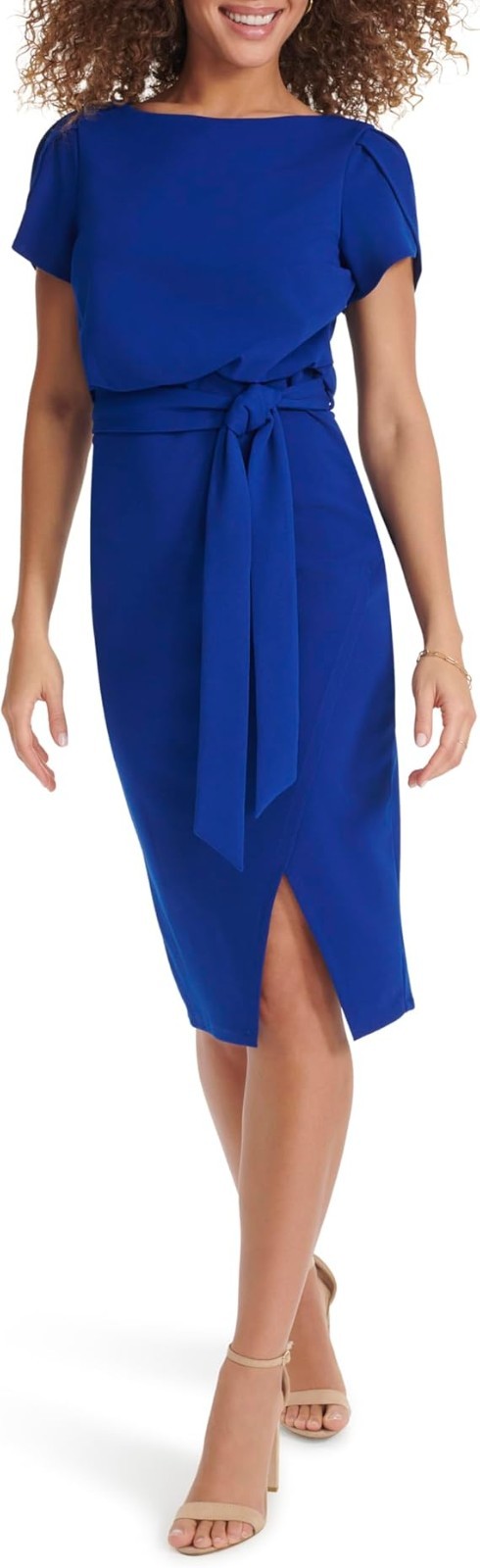 Kensie Women's Dresses Faux wrap,Cobalt