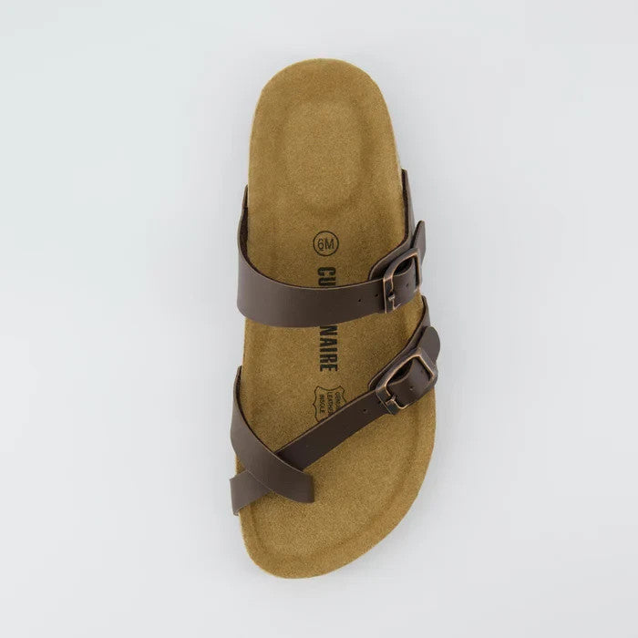 CUSHIONAIRE Luna Cork Footbed Sandal Brown Nappa Suede Size 6.5M Brand New!!
