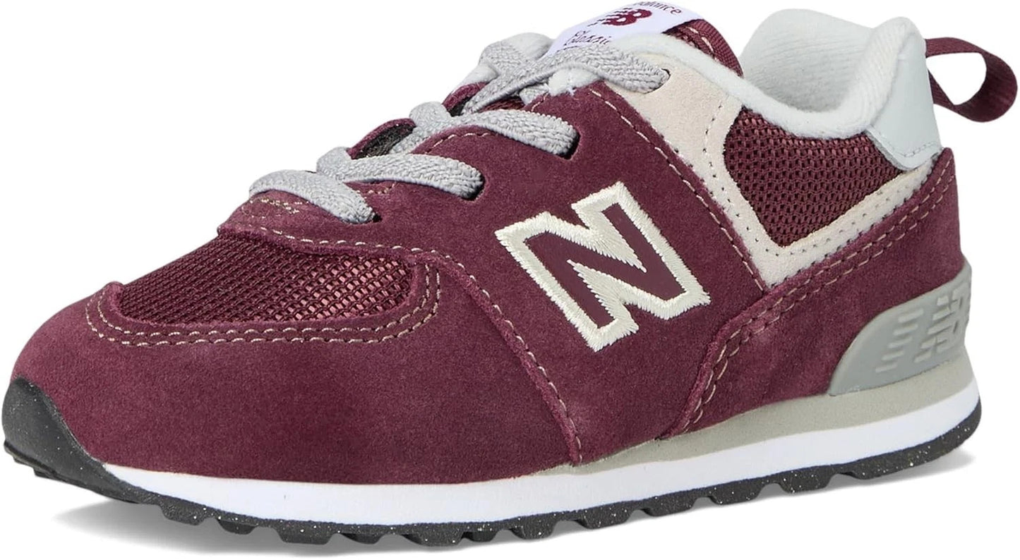 New Balance Kid's 574 Core Bungee Sneaker Burgundy/White Size 4 Infant