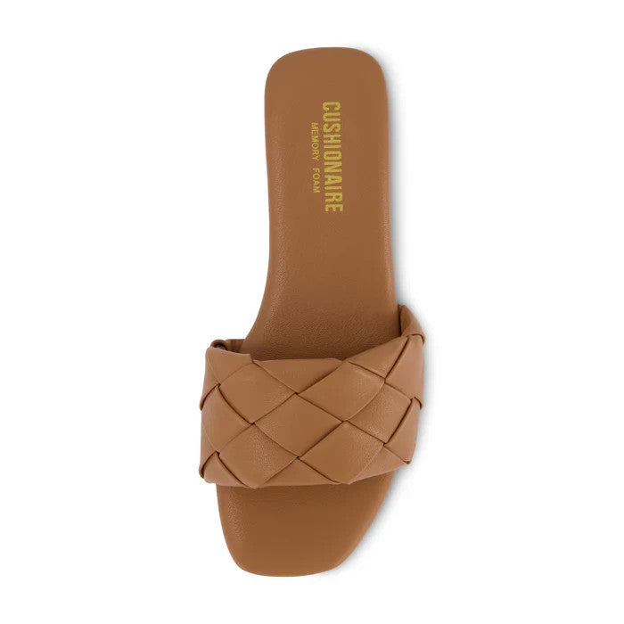 CUSHIONAIRE Franca Woven One Band Sandal Tan Size 11M