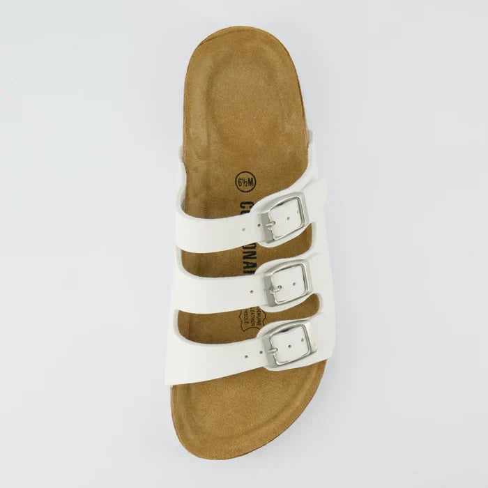 CUSHIONAIRE Womens Lela Cork Footbed Sandal WHITE Size 8M Brand New!