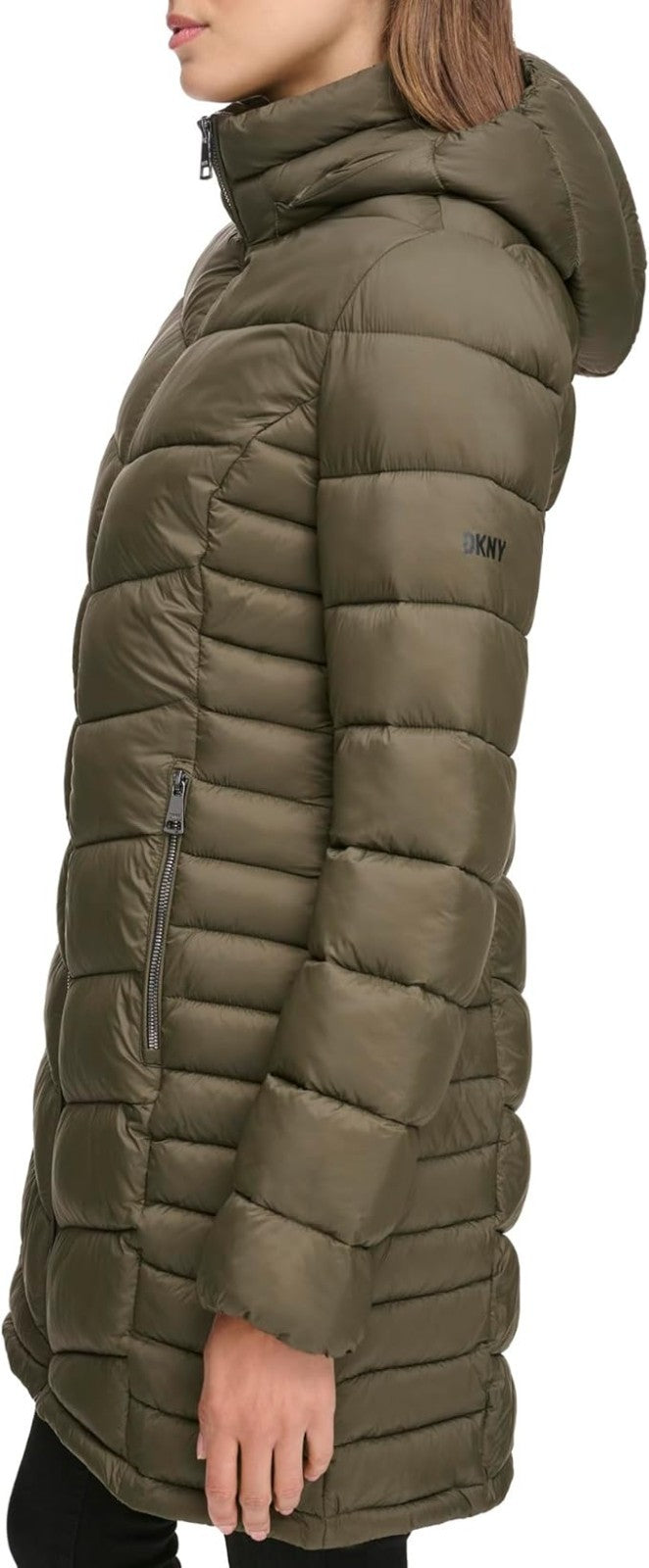 DKNY Women's Hooded Light-weight Puffer LODEN Size XL New With Tags