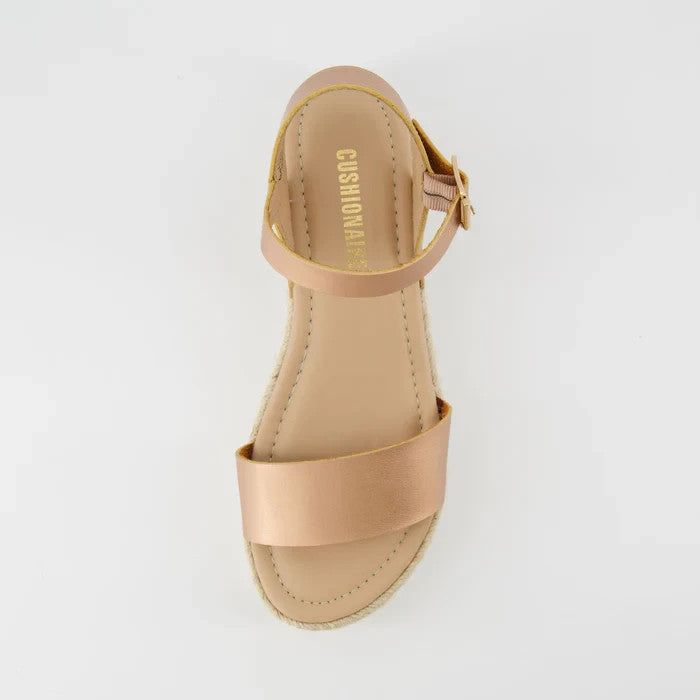 CUSHIONAIRE Melissa Platform Wedge Sandal Rose Gold Size 8.5M Brand New!