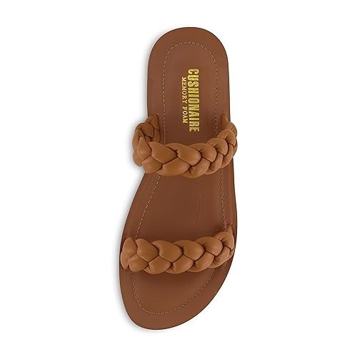 Cushionaire Women's Isla Braided Two Band Sandals TAN Size 6M Brand New!