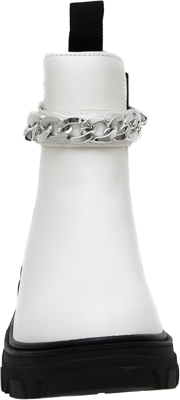 CUSHIONAIRE Women's Clover slip on chelsea boot-Detachable Chain White Size 8M