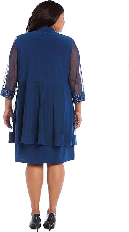 R&M Richards Women's Petite Glitter Trim Jacket Dress 2-Piece Knee New with tags