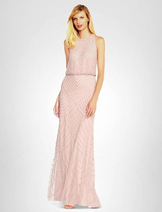 Adrianna Papell Womens Halter Blouson Beaded Gown 12 New with Tags!