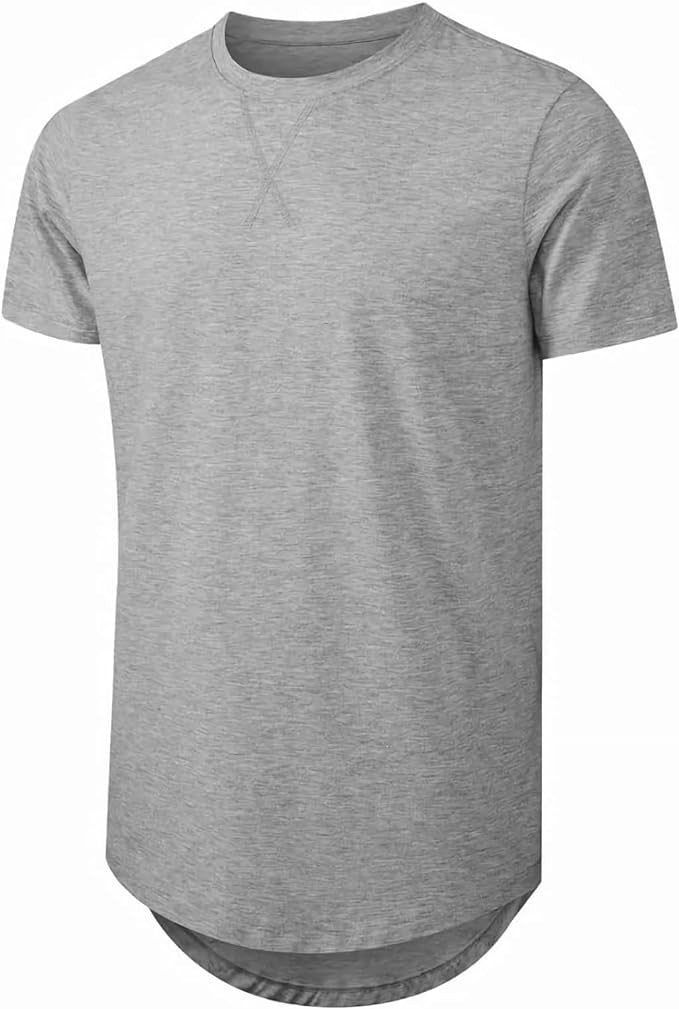 Mens T Shirts Casual Hipster Hip Hop Longline Crewneck Tee Shirts