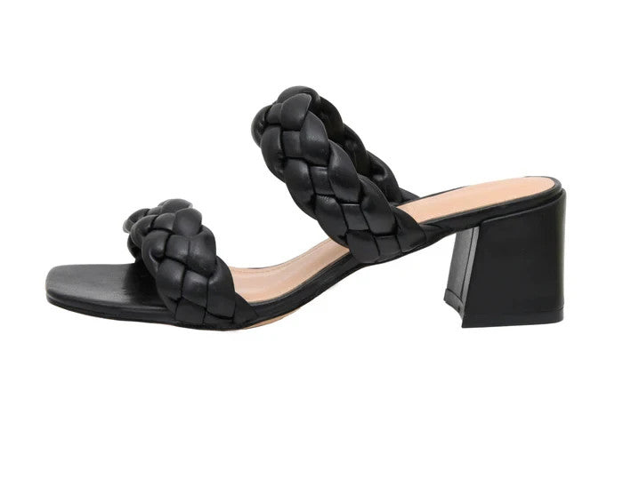 CUSHIONAIRE Onyx Braided Heel Sandal Black Size 6.5M