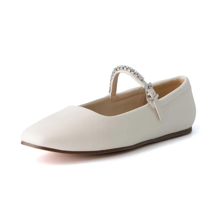 CUSHIONAIRE Women's Sleeper Mary Jane Flat Cream embellished Size 7M Brand New!