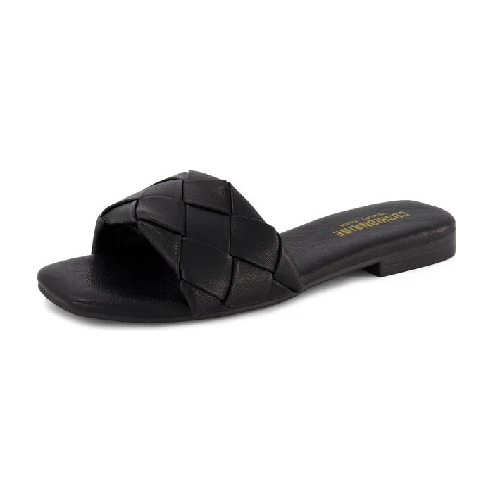 CUSHIONAIRE Franca Woven One Band Sandal Black Size 8.5M