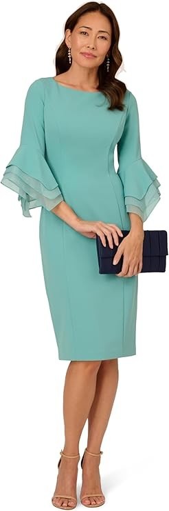 Adrianna Papell Women's Knit Crepe Tiered Sleeve Dress Size 24W