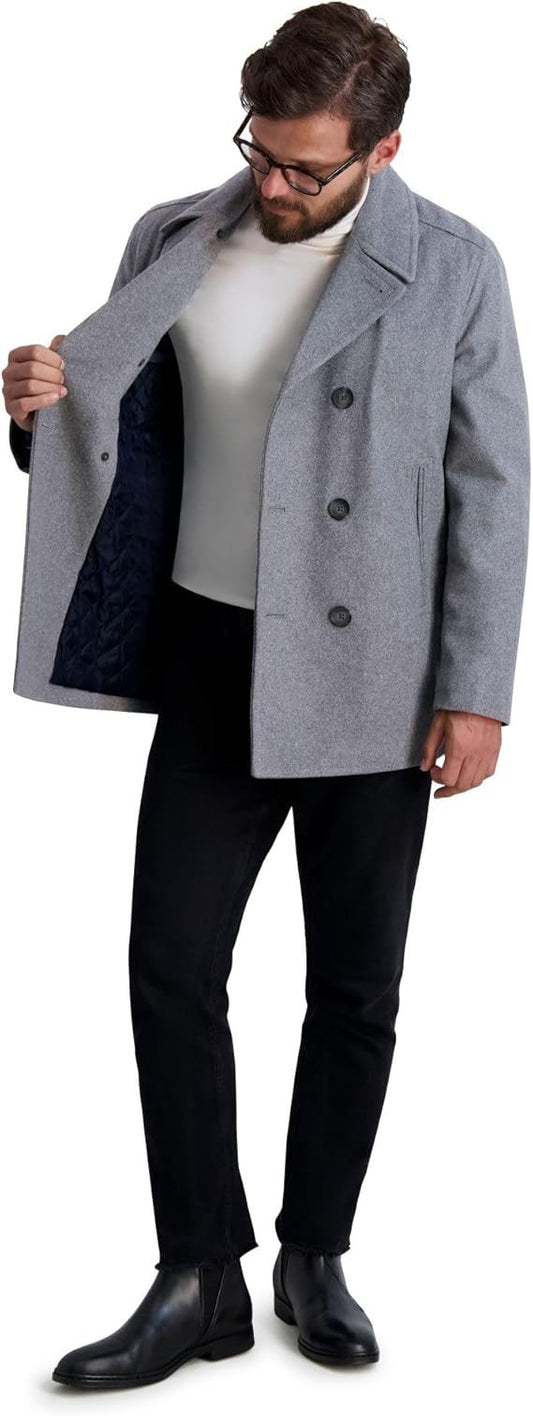 Nautica Men's Wool Blend Peacoat Double Breasted Coat Medium