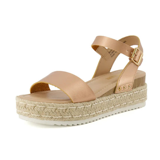 CUSHIONAIRE Melissa Platform Wedge Sandal Rose Gold Size 8.5M Brand New!