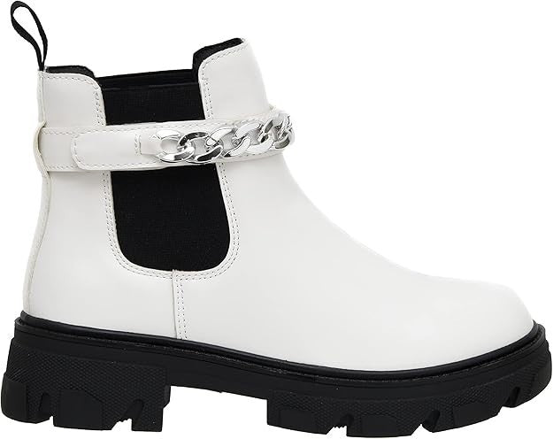 CUSHIONAIRE Women's Clover slip on chelsea boot-Detachable Chain White Size 8.5