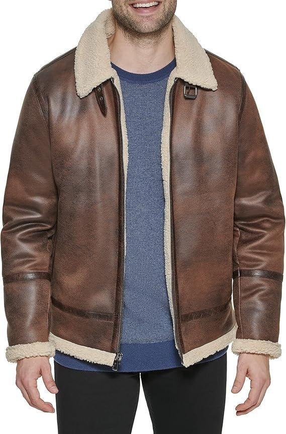 Calvin Klein Men's Faux Fur Lining Jacket Brown Size Large New With Tags!