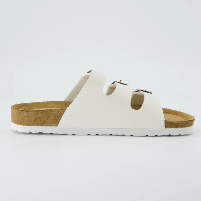 CUSHIONAIRE Womens Lela Cork Footbed Sandal WHITE Size 8M Brand New!