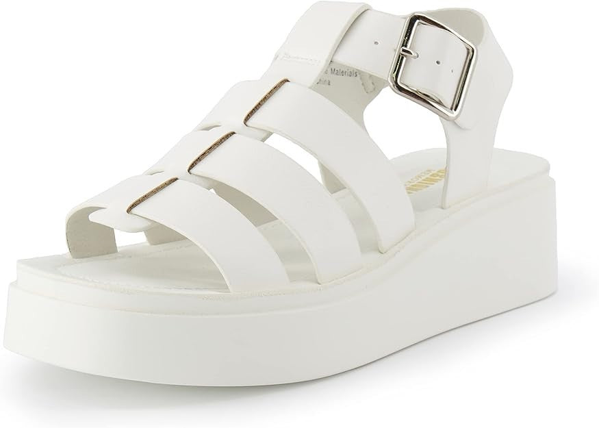 CUSHIONAIRE Women's Poppy Fisherman Platform Sandal Size 8.5M White