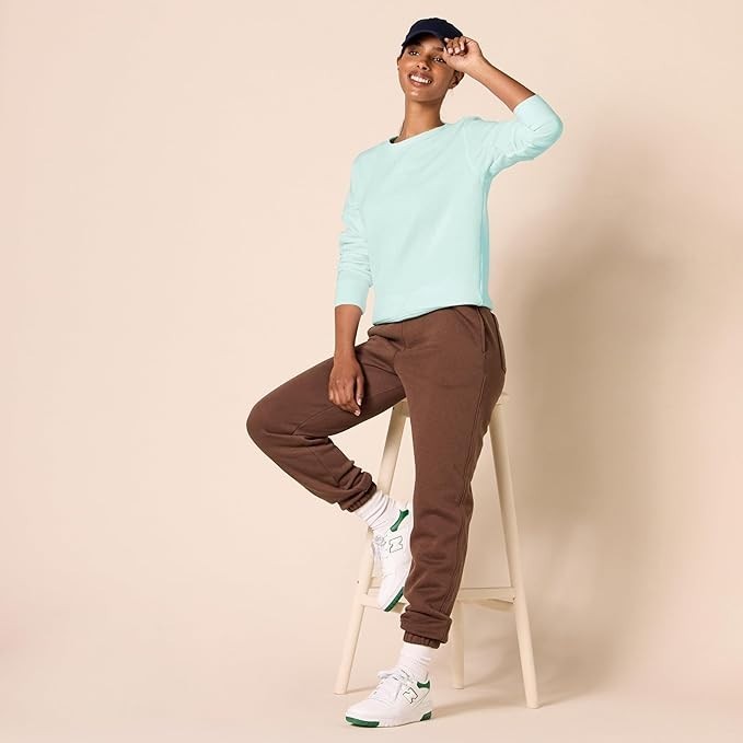 Amazon Essentials Women's Fleece Crewneck Sweatshirt Aqua Blue Size XS NWT