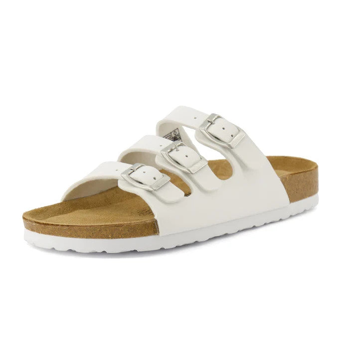 CUSHIONAIRE Womens Lela Cork Footbed Sandal WHITE Size 8M Brand New!
