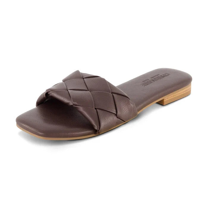 CUSHIONAIRE Franca Woven One Band Sandal Espresso Size 9M