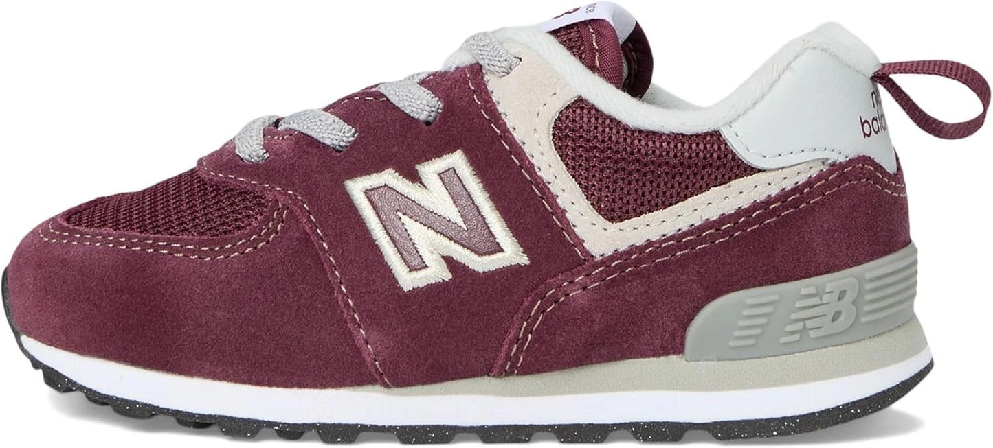 New Balance Kid's 574 Core Bungee Sneaker Burgundy/White Size 4 Infant