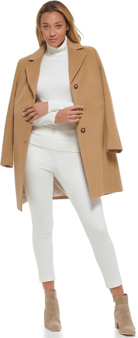 Calvin Klein Women's Classic Wool Blend Coat Camel Classic Size 14