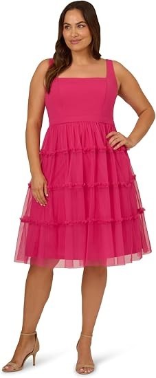 Adrianna Papell Women's Knit & Mesh Midi Dress , 18 New with Tags!