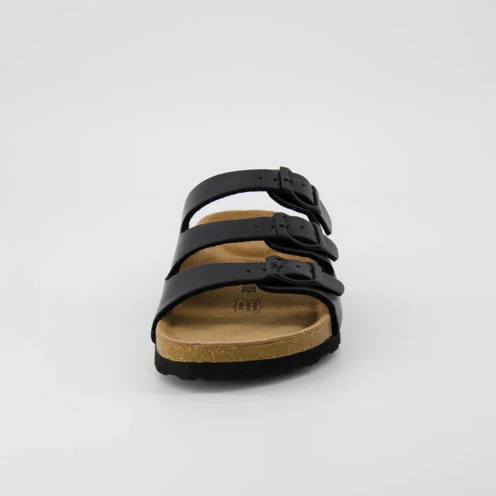 CUSHIONAIRE Womens Lela Cork Footbed Sandal BLACK Size 6M Brand New!