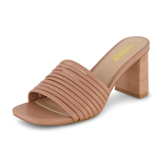 CUSHIONAIRE Women's Irma One Band Dress Heel Tan Size 9M Brand New!