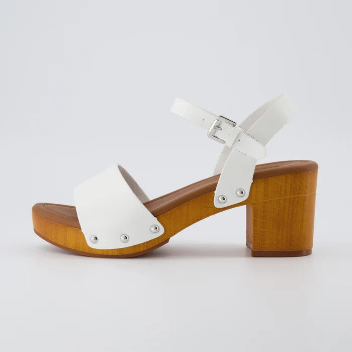 CUSHIONAIRE Sloan Faux Wood Sandals White Size 9.5M Brand New!