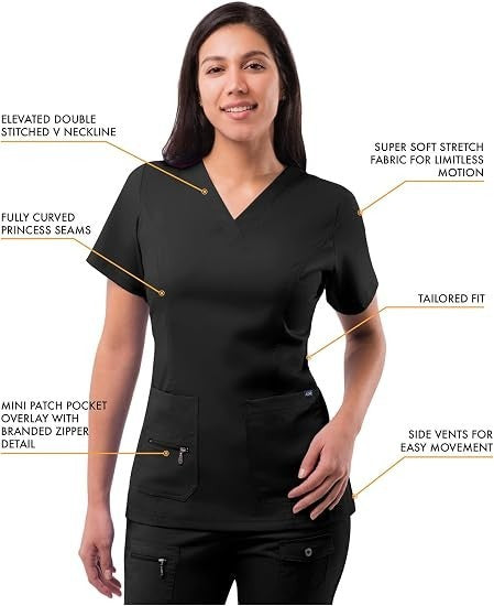 Adar Pro Scrubs Set for Women, V-Neck Scrub Top & Yoga Jogger Pants, 2X New!