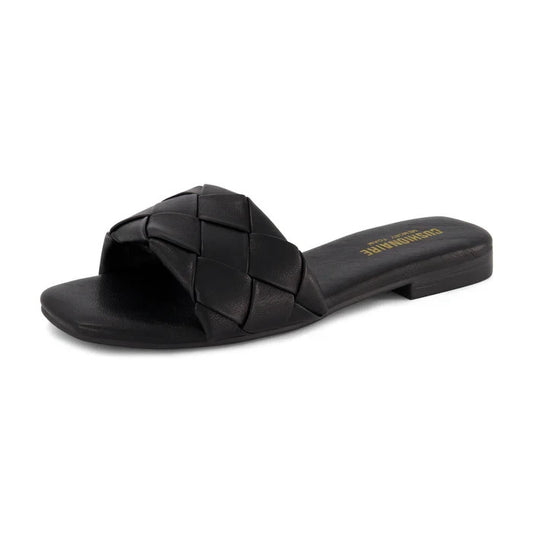 CUSHIONAIRE Franca Woven One Band Sandal Black Size 11M