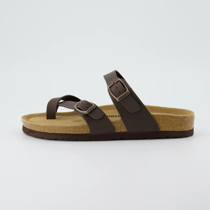 CUSHIONAIRE Luna Cork Footbed Sandal Brown Nappa Suede Size 6.5M Brand New!!