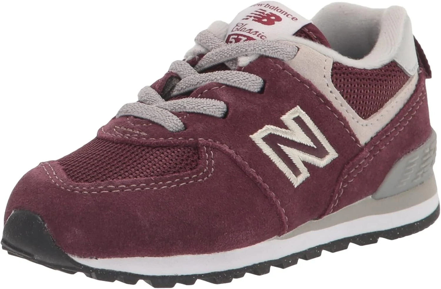 New Balance Kid's 574 Core Bungee Sneaker Burgundy/White Size 4 Infant