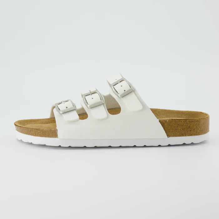CUSHIONAIRE Womens Lela Cork Footbed Sandal WHITE Size 8M Brand New!