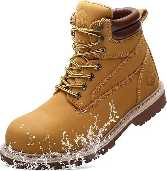 Steel Toes Work Boots for Men 6 Inch Waterproof Leather Safety Durable New w Tag