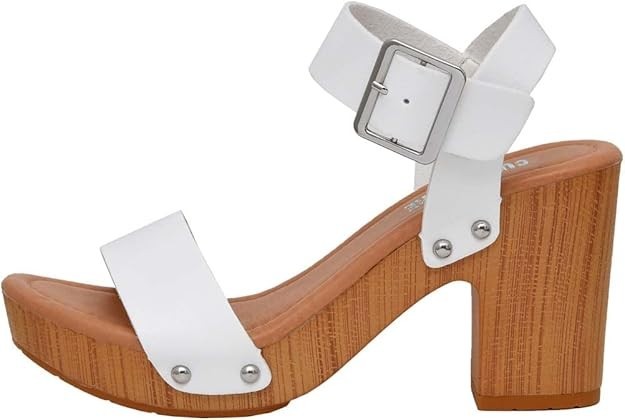 CUSHIONAIRE Women's Sydney Faux Wood Sandal WHITE Size 9M Brand New!