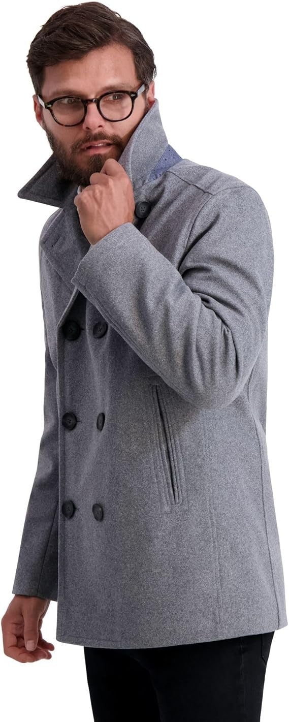 Nautica Men's Wool Blend Peacoat Double Breasted Coat Medium