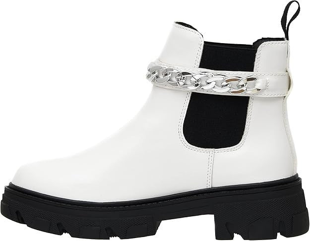 CUSHIONAIRE Women's Clover slip on chelsea boot-Detachable Chain White Size 8.5