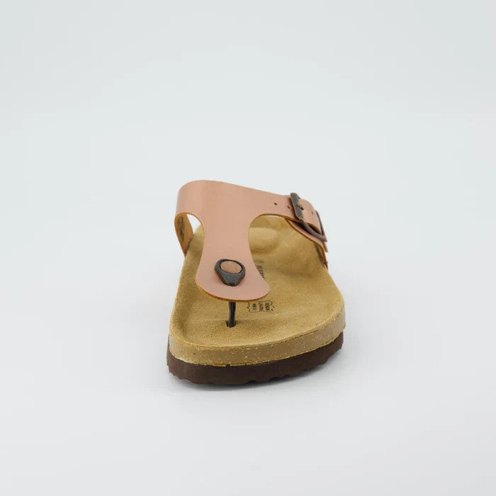 CUSHIONAIRE Leah Cork Footbed Thong Sandal Rose Gold Size 8.5M