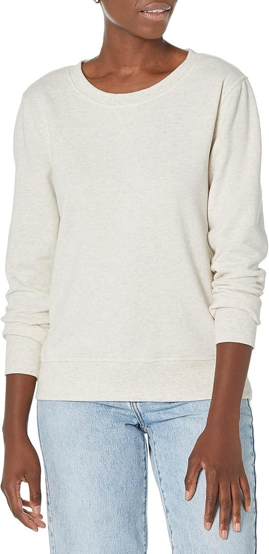 Amazon Essentials Women's Fleece Crewneck Sweatshirt Oatmeal Heather Size XS NWT