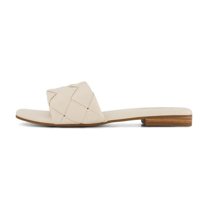 CUSHIONAIRE Franca Woven One Band Sandal Stone Size 8.5M