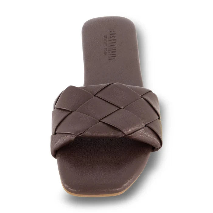 CUSHIONAIRE Franca Woven One Band Sandal Espresso Size 9M